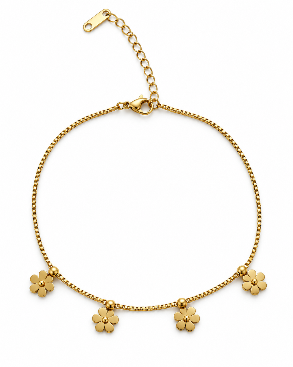 Gold Floral Charm Anklet for Women