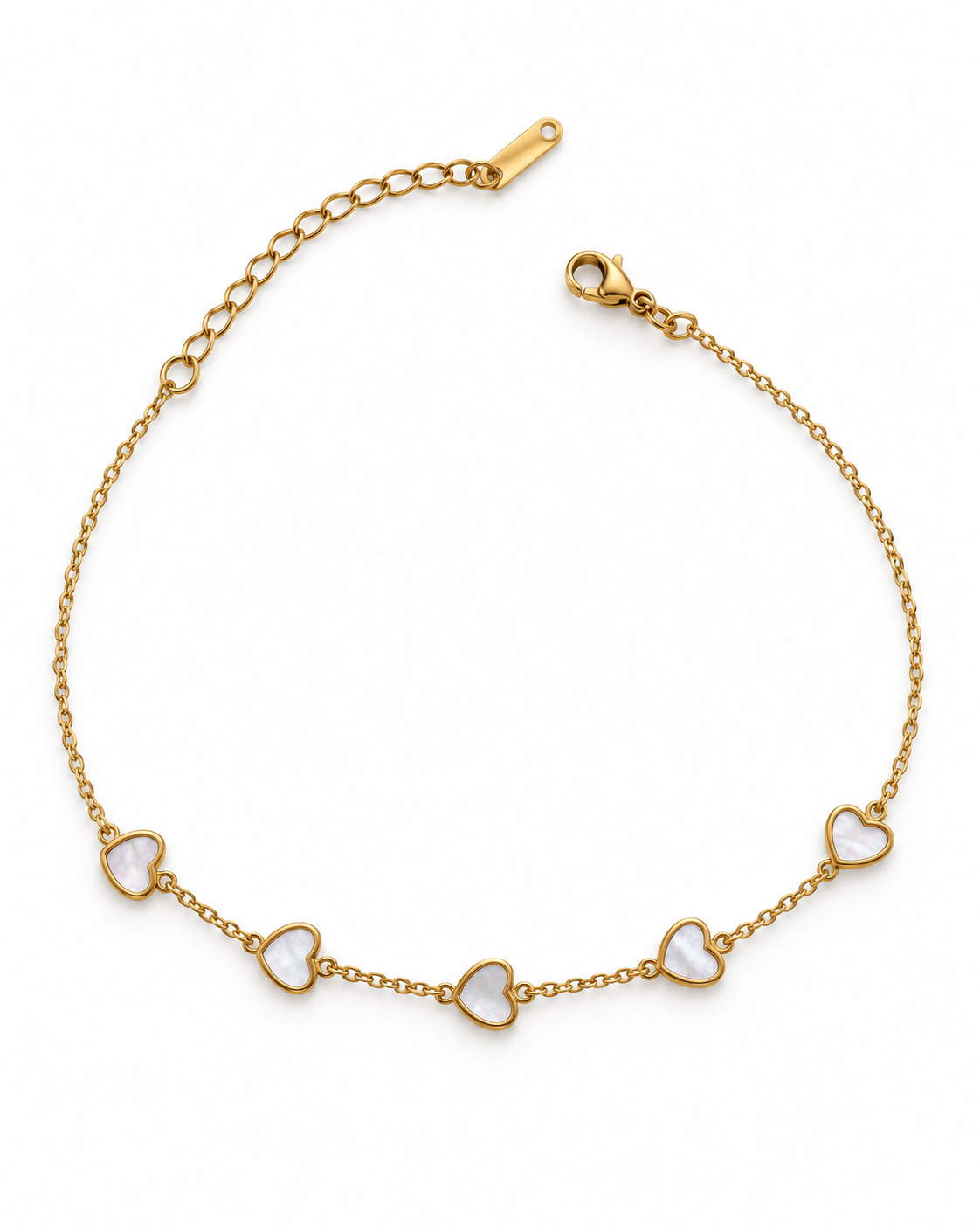 Gold Heart Pearl Charm Anklet for Women