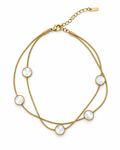 Gold Double Layer Pearl Disc Anklet for Women