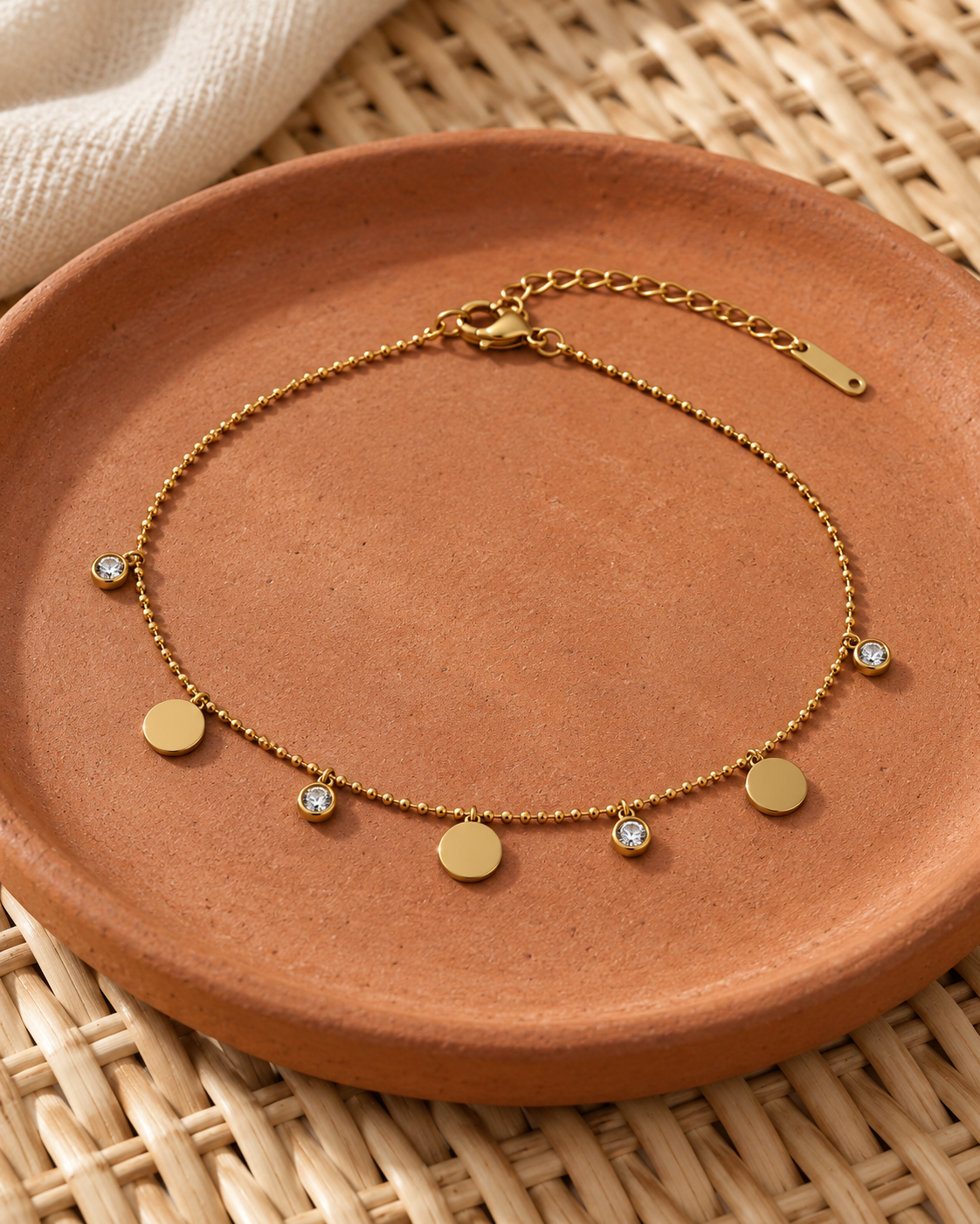 Gold Seven Charms Anklet for Women