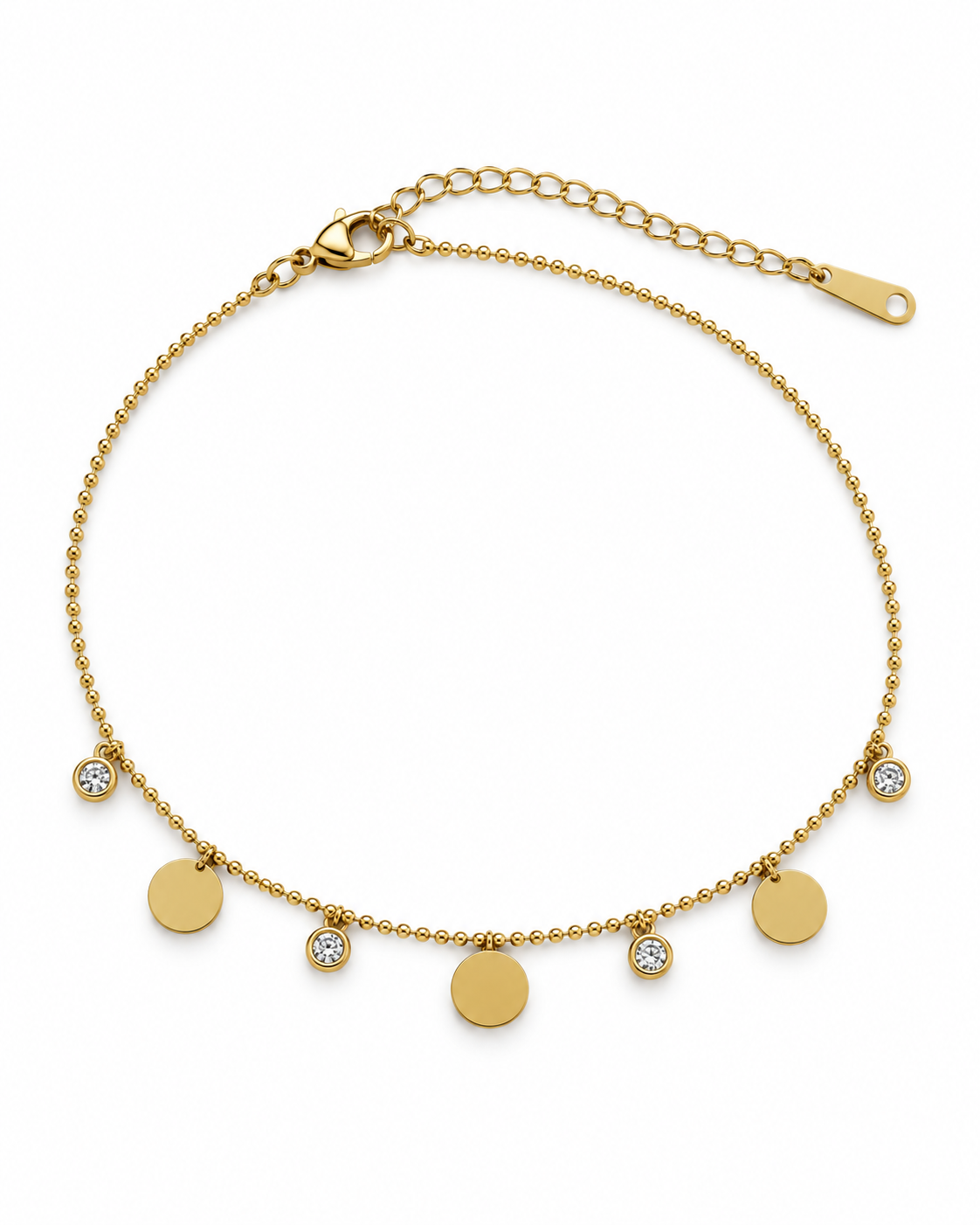 Gold Seven Charms Anklet for Women