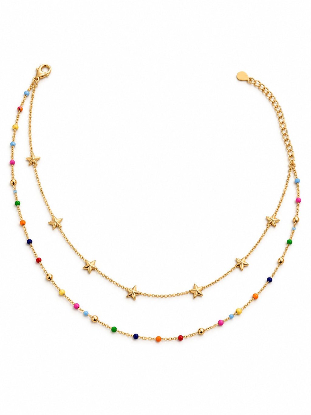 Gold Star & Multicolour Beaded Layered Waist Chain