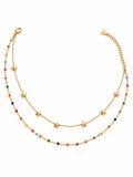 Gold Star & Multicolour Beaded Layered Waist Chain