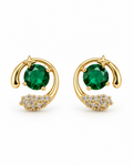 Emerald Green Star Swirl Stud Earrings — white background