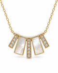 Ivory Art Deco Fan Pendant Necklace — white background