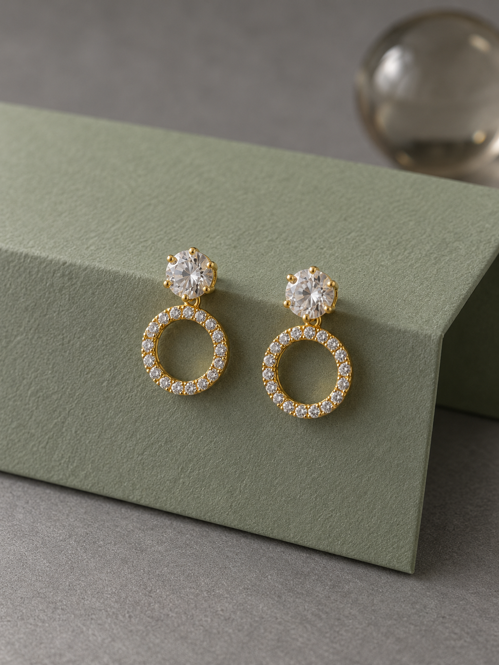 Solitaire Open Circle Drop Earrings — aesthetic setting