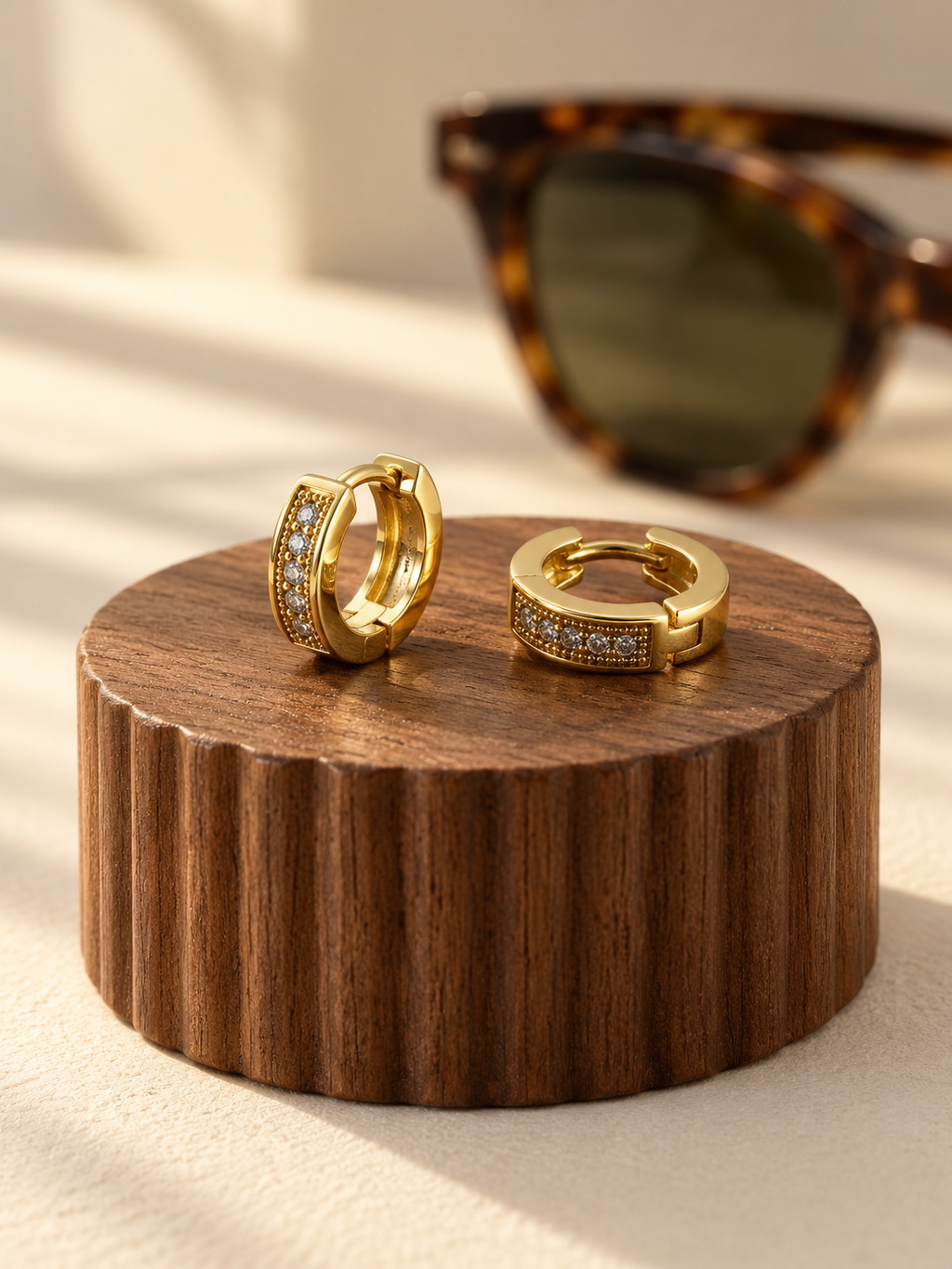 Crystal Inset Gold-Tone Huggie Hoops — aesthetic setting