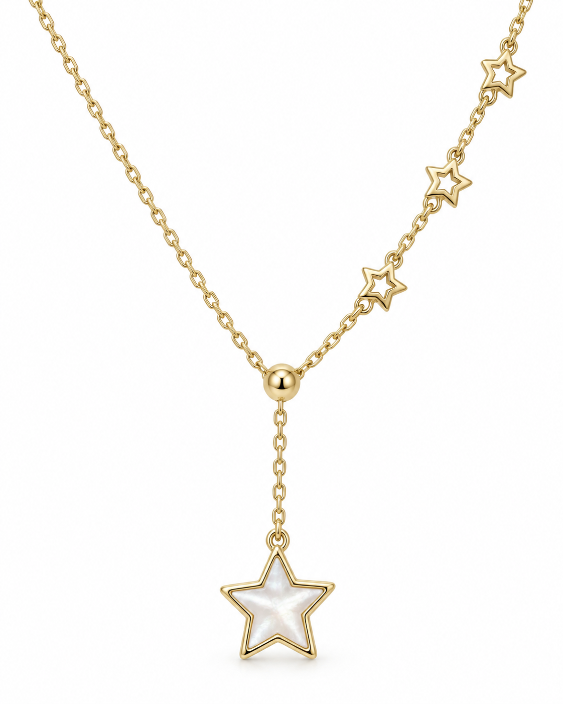 Four Star Ivory Y Lariat Necklace — white background