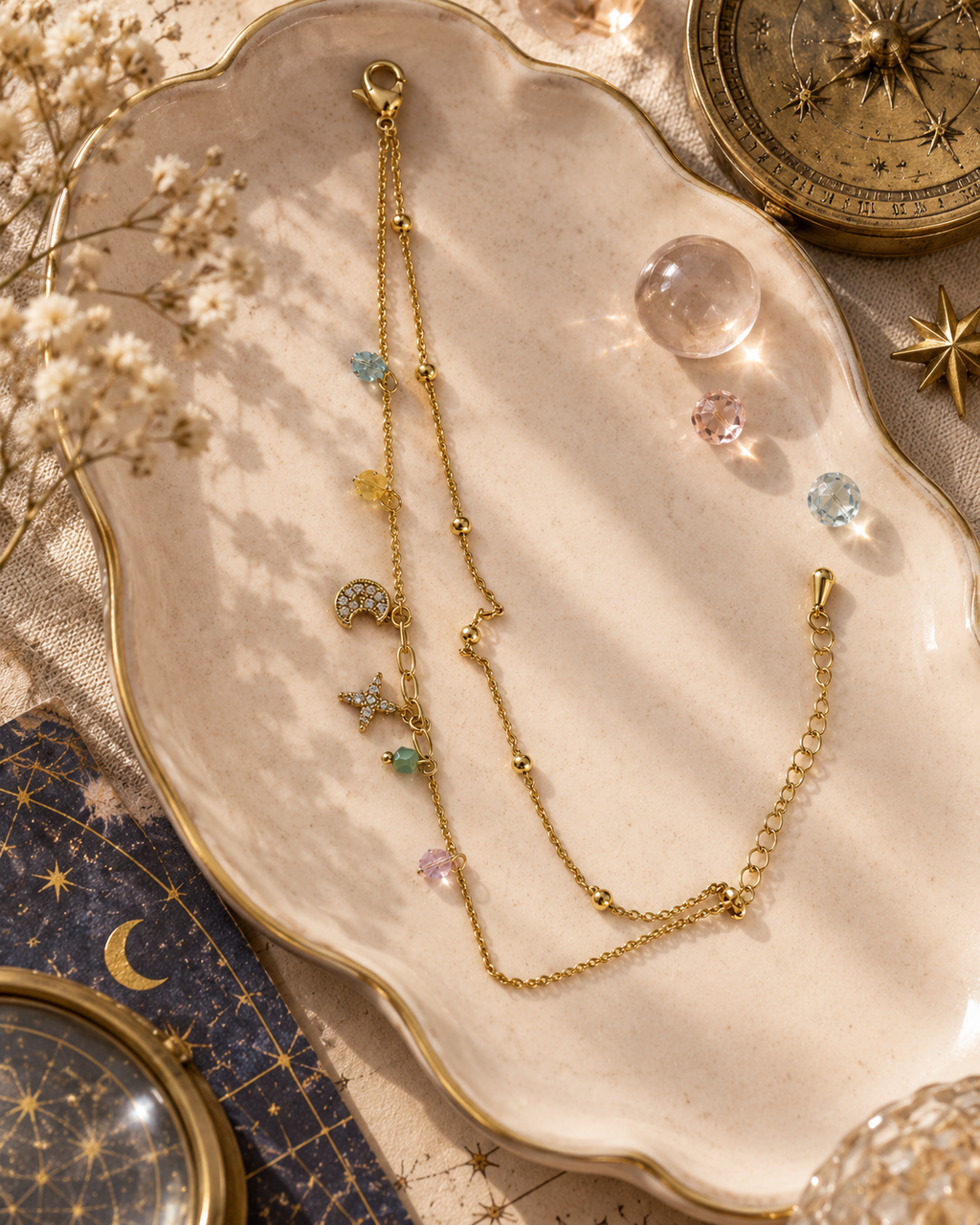 Pastel Charm Double Chain Bracelet — aesthetic setting