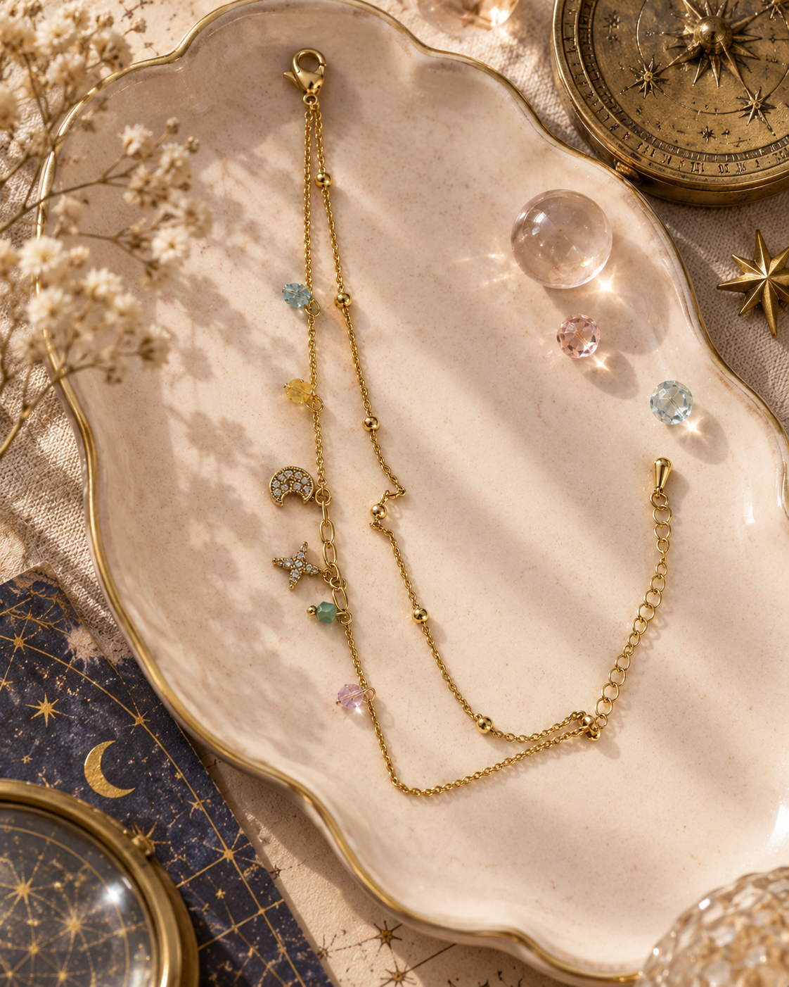 Pastel Charm Double Chain Bracelet — aesthetic setting
