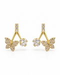 Butterfly & Solitaire Branch Earrings — white background
