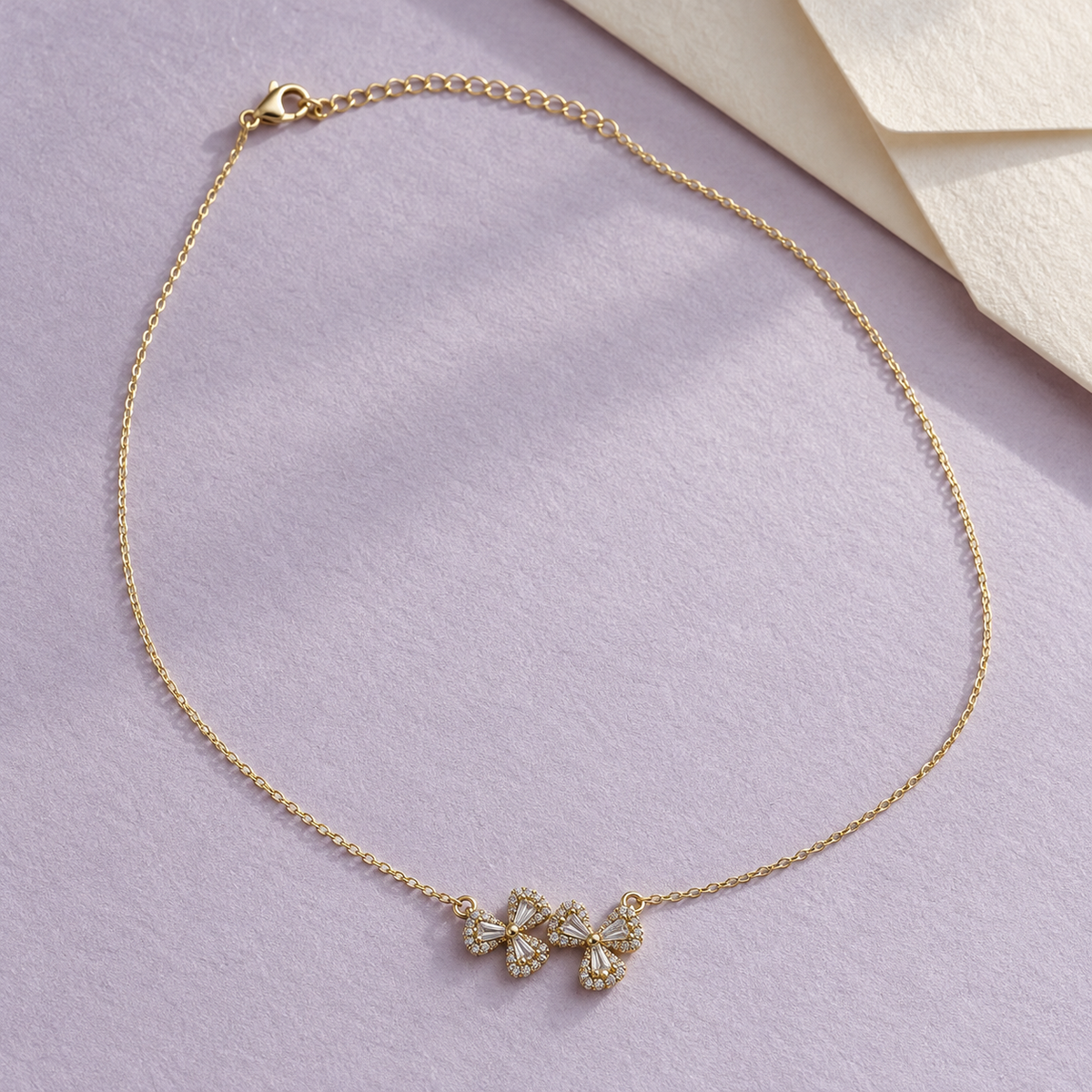 Crystal Trefoil Duo Pendant Necklace — aesthetic setting