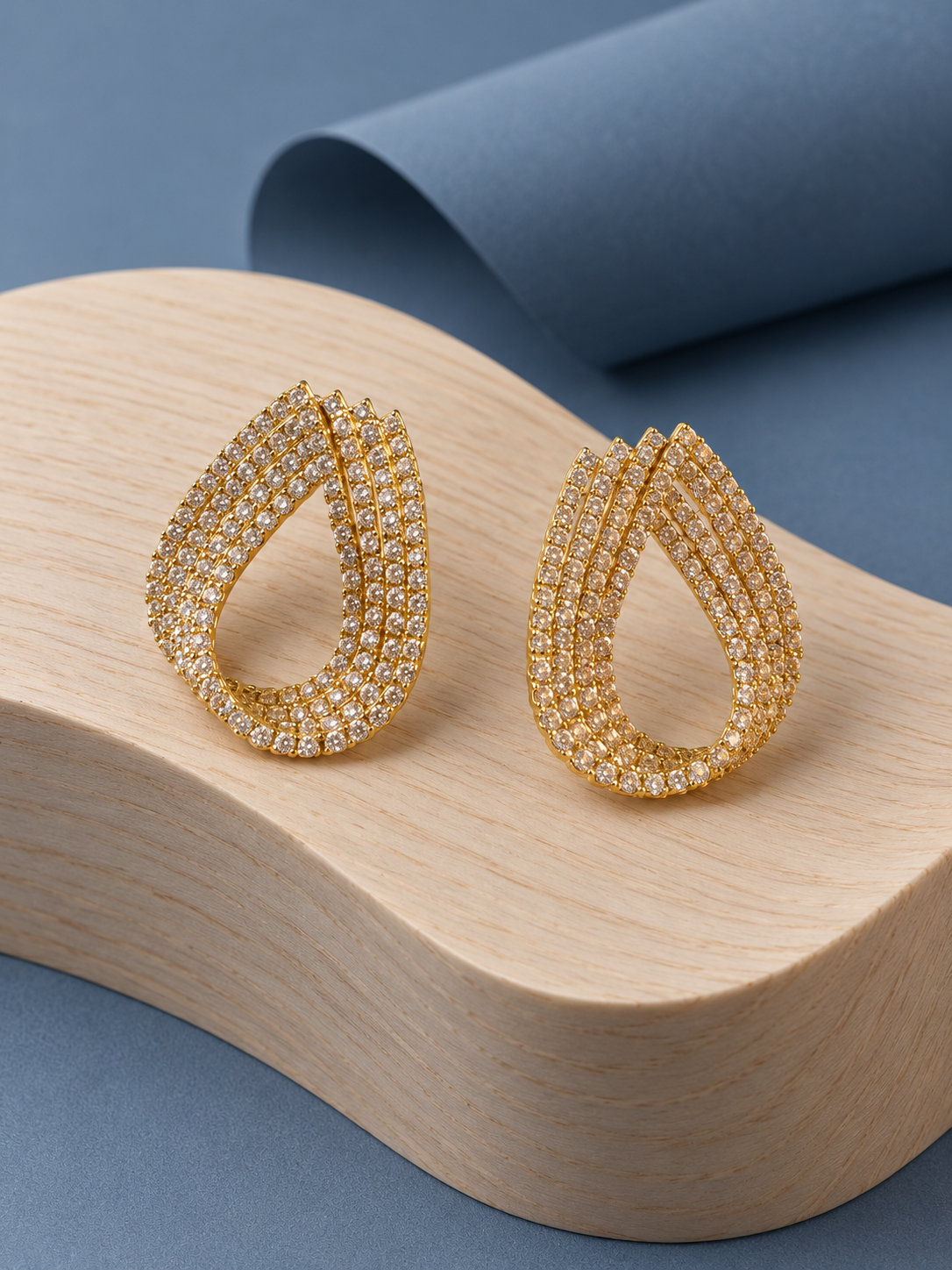 Layered Crystal Teardrop Stud Earrings — aesthetic setting