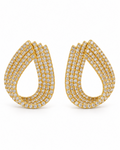 Layered Crystal Teardrop Stud Earrings — white background