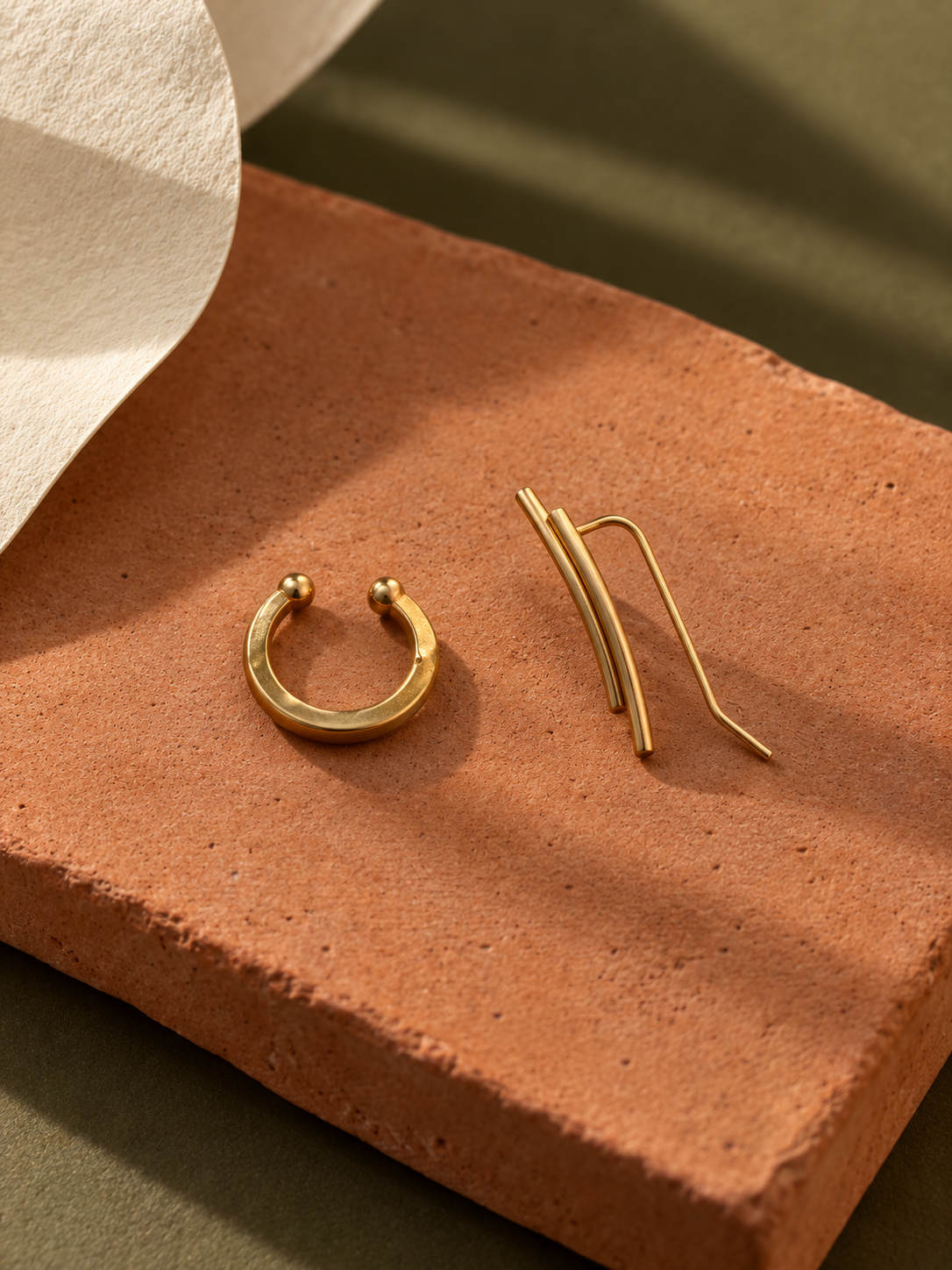 Minimal Gold-Tone Cuff & Threader Set — aesthetic setting