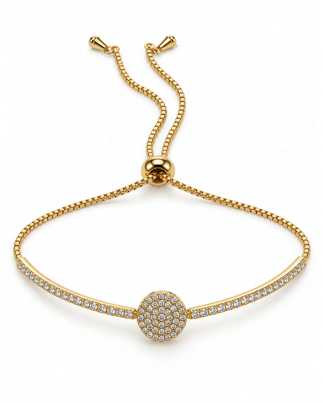 Round Pavé Centre Bolo Bracelet — white background