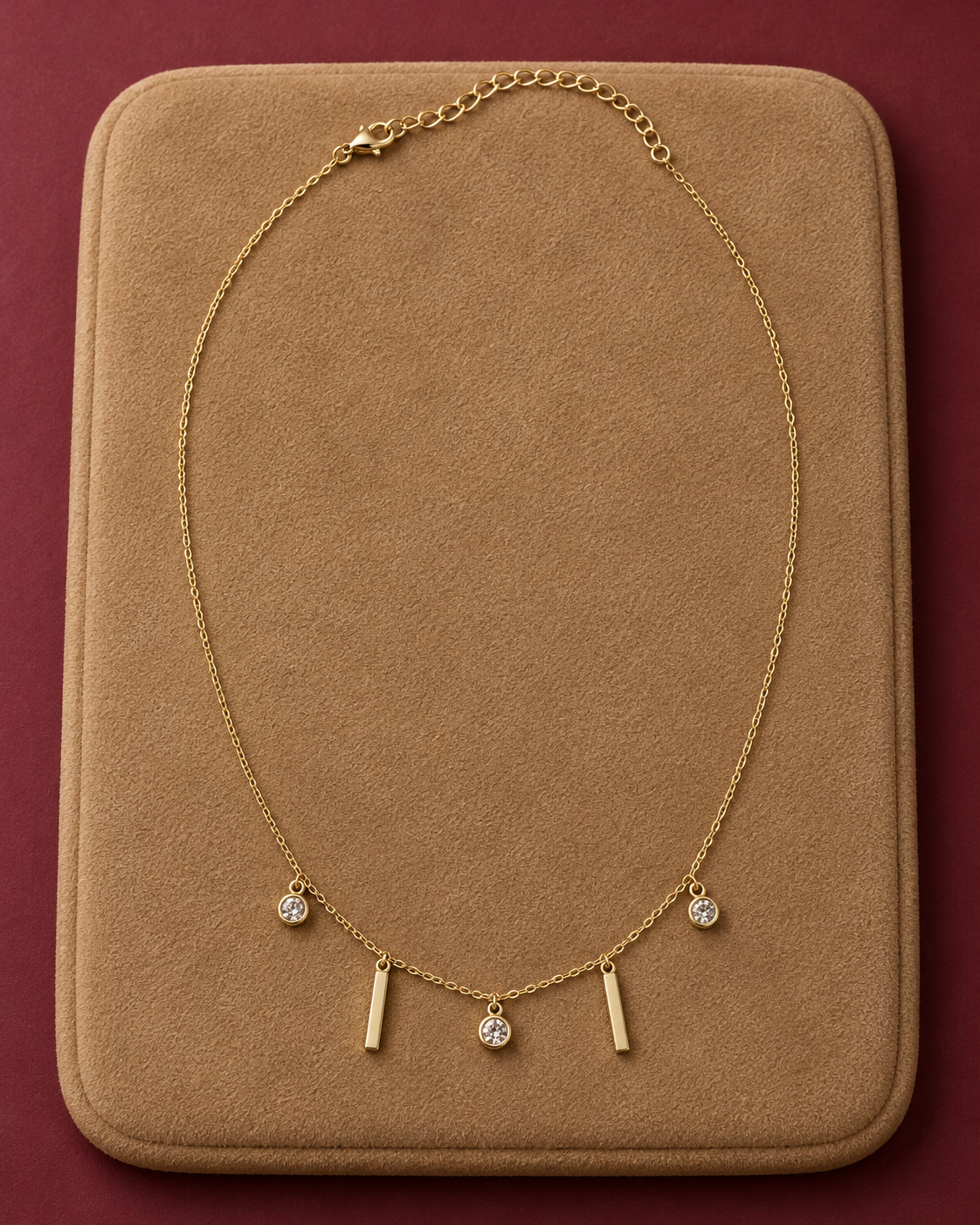 Gold-Tone Bar & Solitaire Charm Necklace — aesthetic setting