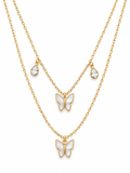 Layered Ivory Butterfly Necklace — white background