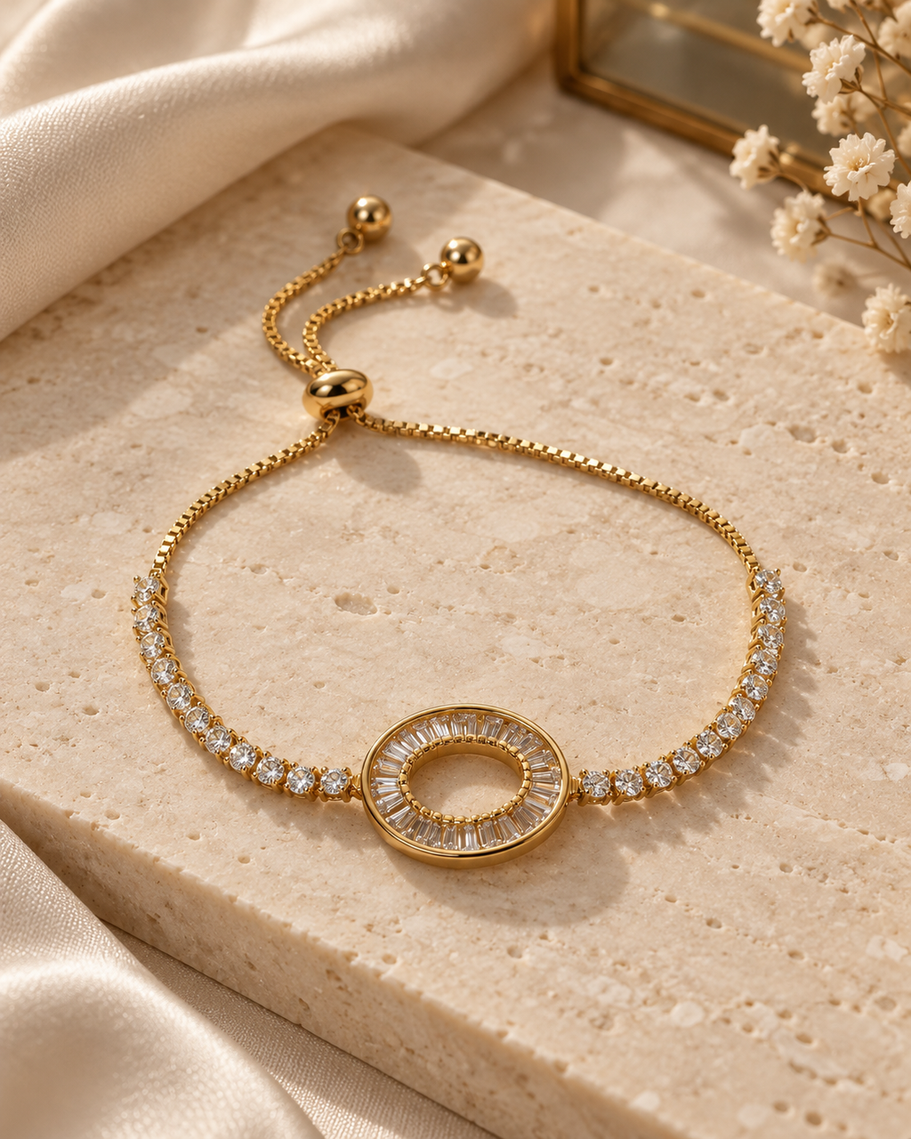 Oval Baguette Halo Crystal Bracelet — aesthetic setting
