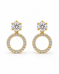 Solitaire Open Circle Drop Earrings — white background