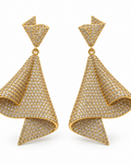 Sculptural Pavé Folded Drop Earrings — white background