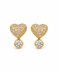 Pavé Heart Solitaire Drop Earrings — white background