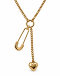 Gold-Tone Pin & Heart Lariat Necklace — white background
