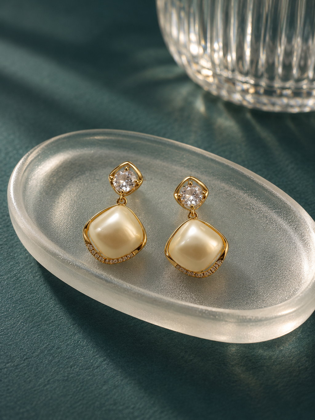 Ivory Cushion Pearl Drop Earrings — aesthetic setting
