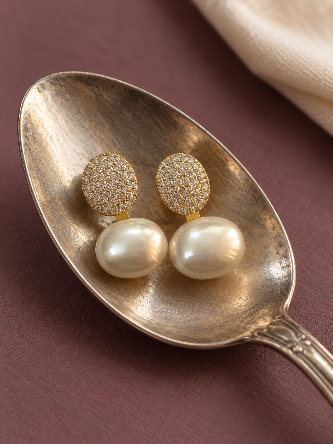 Ivory Baroque Pearl Pavé Drop Earrings — aesthetic setting