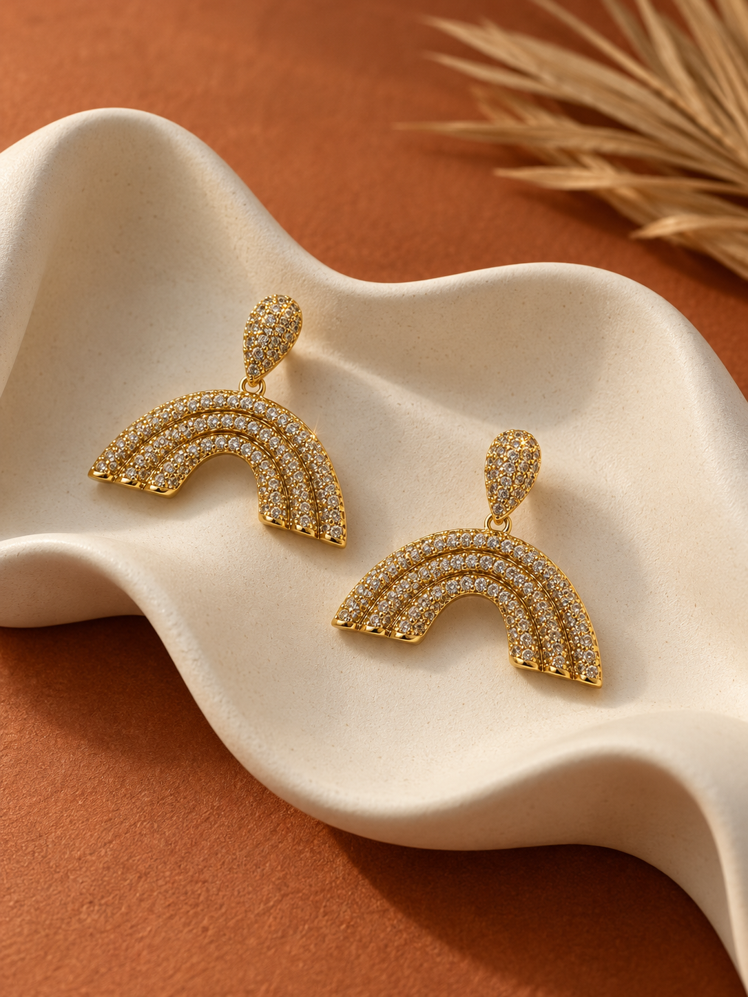 Pavé Rainbow Arch Drop Earrings — aesthetic setting