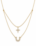 Double Tier Cross & Horseshoe Necklace — white background