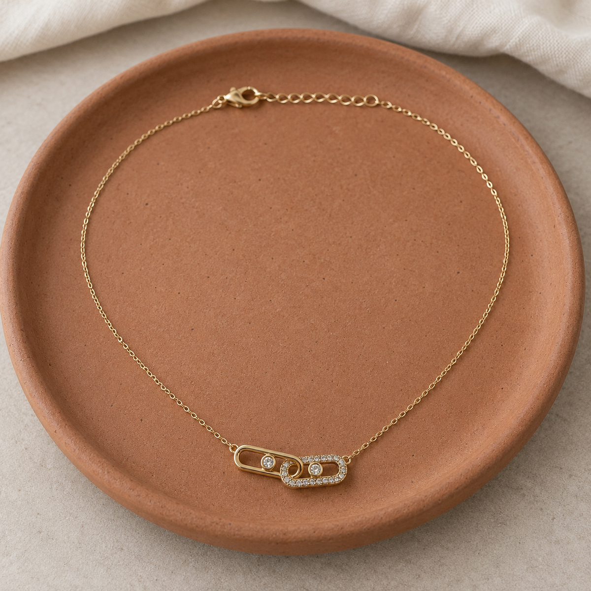 Crystal Twin Rectangle Link Necklace — aesthetic setting