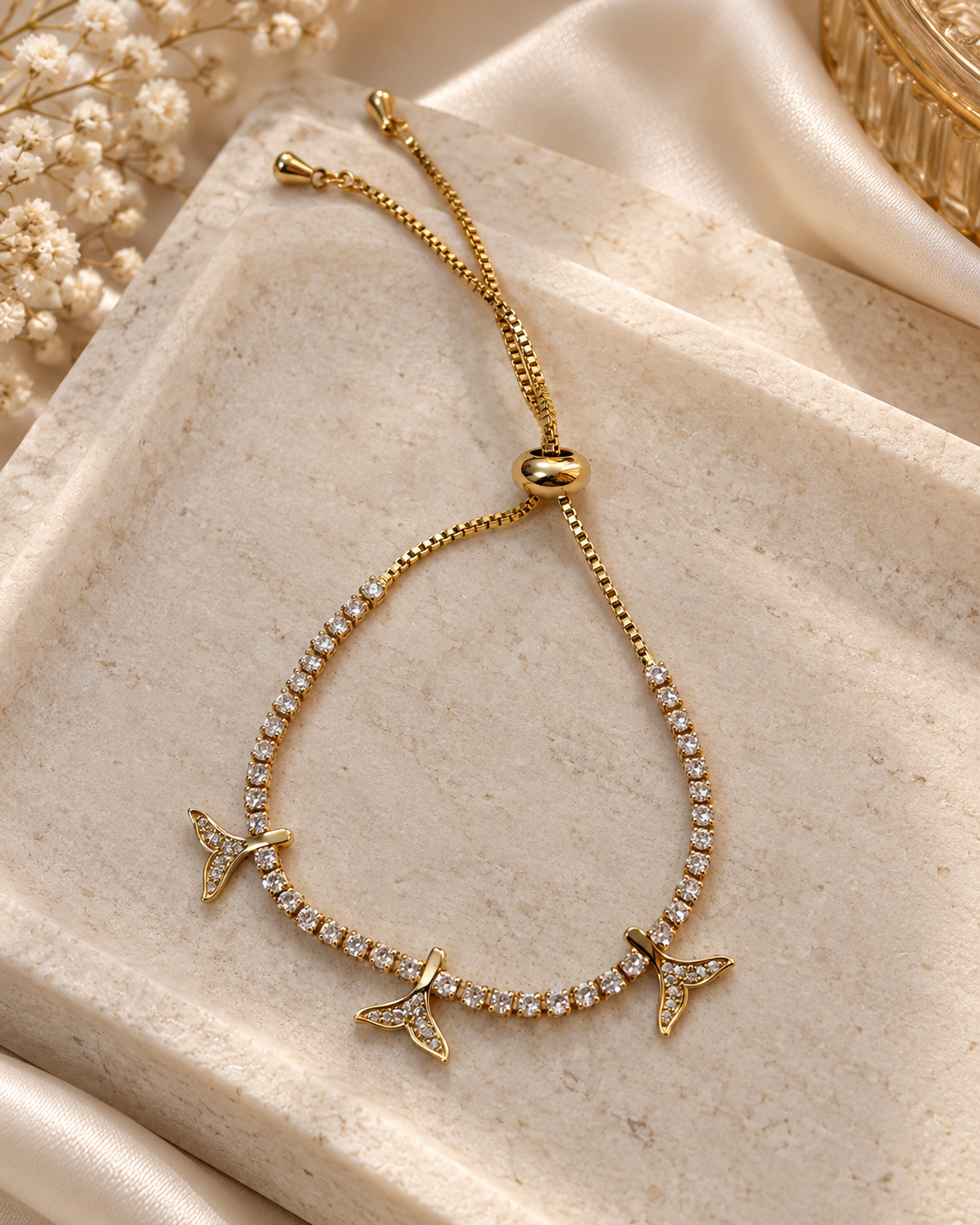 Gold-Tone Butterfly Charm Bracelet — aesthetic setting