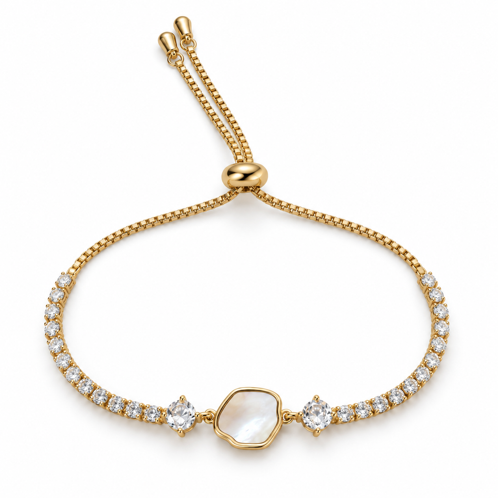 Ivory Irregular Stone Crystal Bracelet — white background