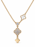 Asymmetric Triple Clover Pendant Necklace — white background