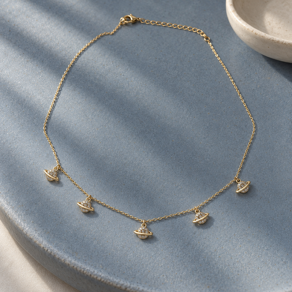 Five Saturn Charm Necklace — aesthetic setting