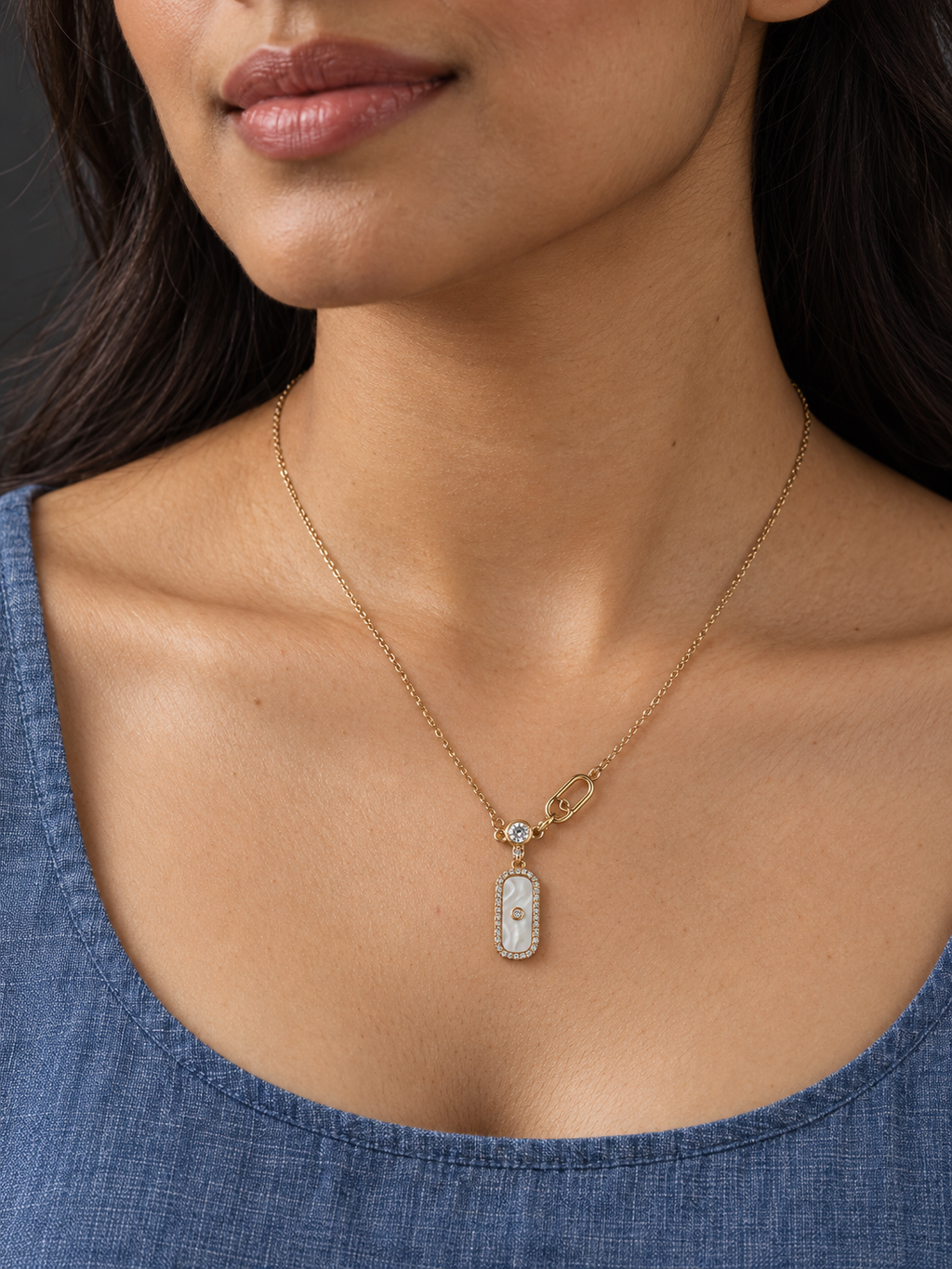 Ivory Capsule Crystal Link Necklace — worn by model