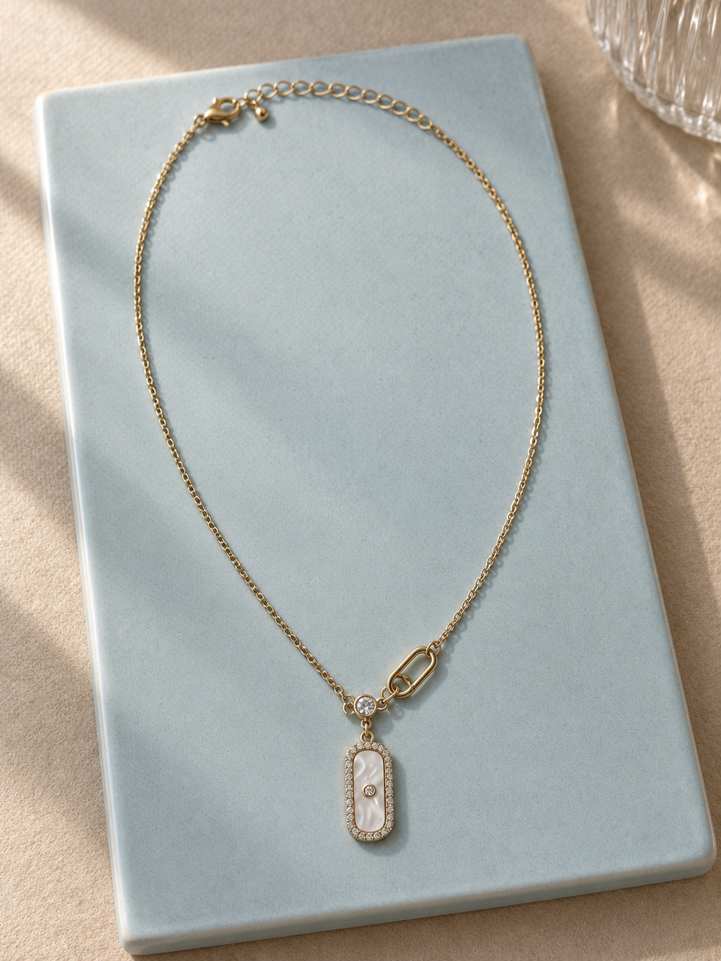 Ivory Capsule Crystal Link Necklace — aesthetic setting