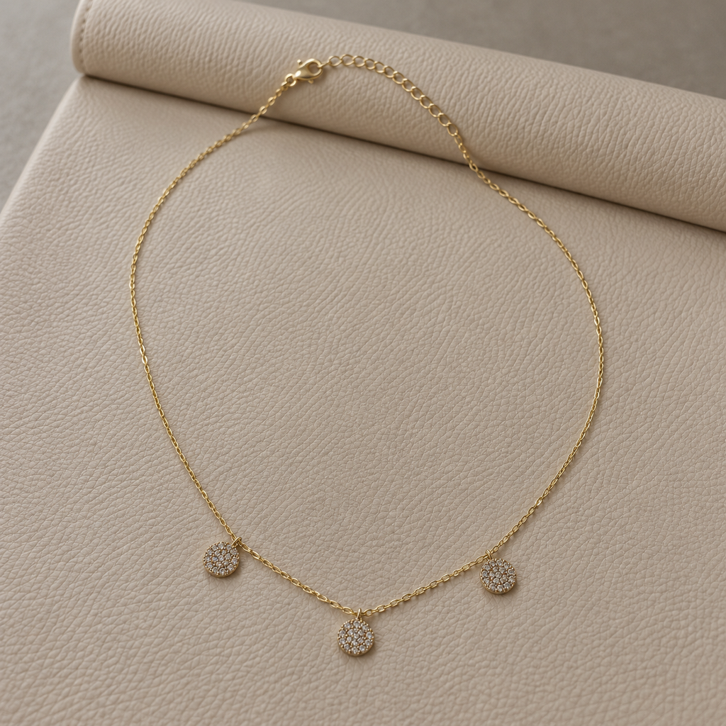 Triple Pavé Disc Necklace — aesthetic setting