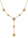 Gold-Tone Clover Medallion Y Necklace — white background
