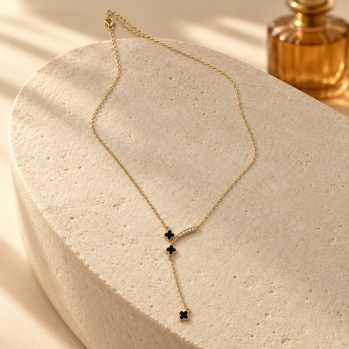 Black Clover Crystal Y Lariat Necklace — aesthetic setting