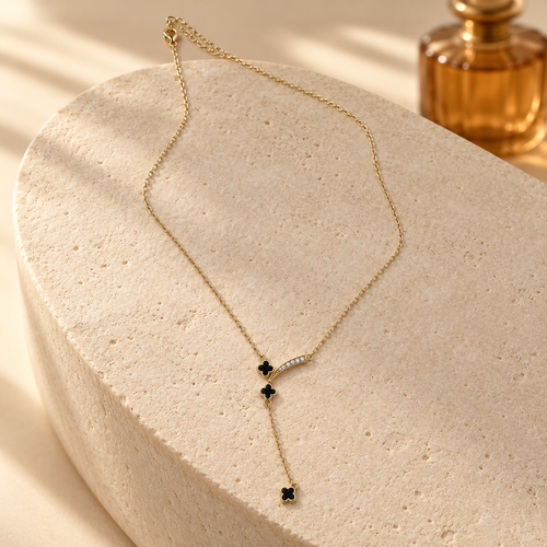Black Clover Crystal Y Lariat Necklace — aesthetic setting