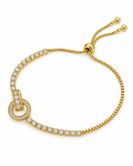 Crystal Circle Link Bolo Bracelet — white background