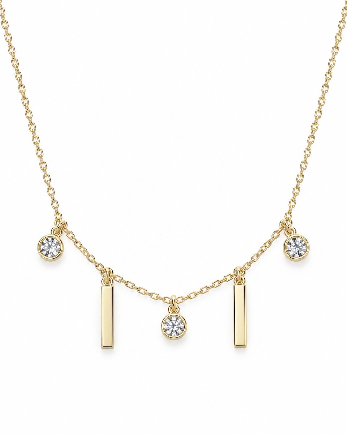 Gold-Tone Bar & Solitaire Charm Necklace — white background