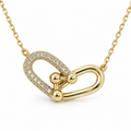 Sculptural Pavé Interlocking Link Necklace — white background
