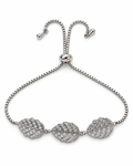 Silver-Tone Triple Leaf Bolo Bracelet — white background