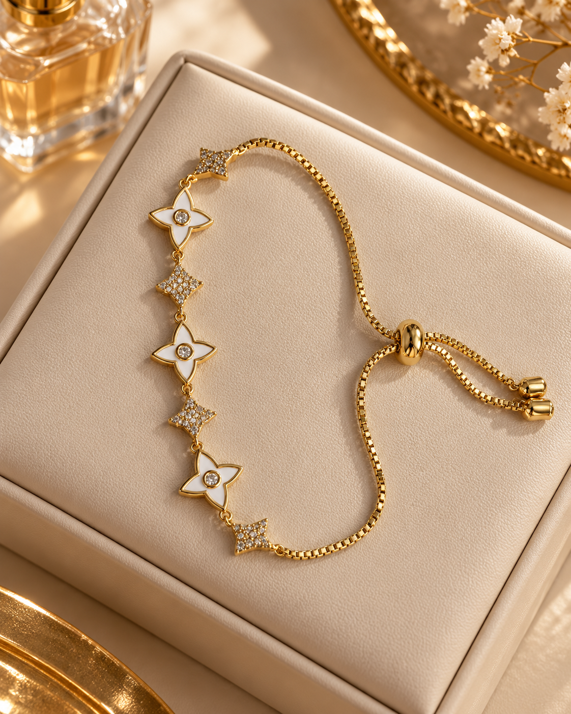 Alternating Clover Star Bolo Bracelet — aesthetic setting