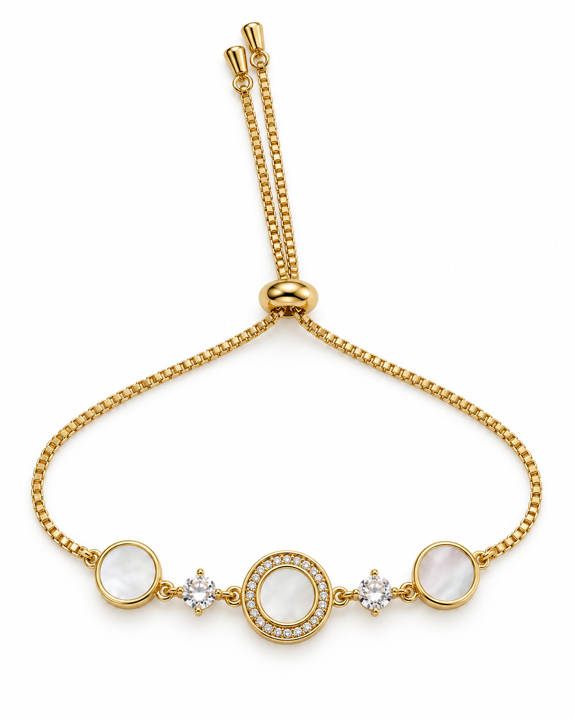 Triple Ivory Circle Bolo Bracelet — white background