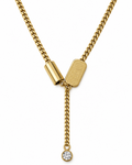Gold-Tone Curb Chain Crystal Drop Necklace — white background