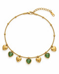 Emerald Heart Charm Anklet